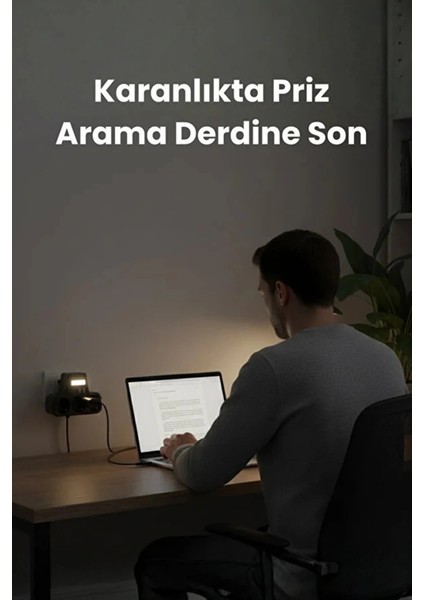 Akım Korumalı Priz 2 USB + 2 Type-C Girişli 2 Metre Kablosu Anahtarlı ve Duvara Monte Edilebilir modelleri