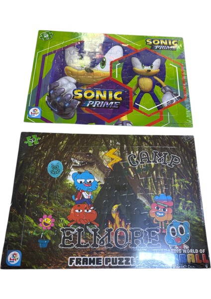 Sonic ve Kamp Elmore Temalı 2 Adet 48 Parça Puzzle