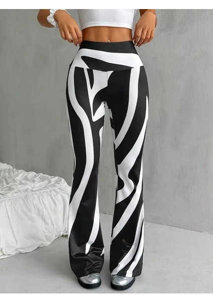 Mdb Kadın Yüksek Bel Zebra Desenli Dalgıç Tayt fırsatları