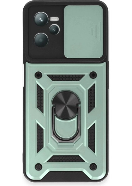 Realme C35 Kılıf Pars Lens Yüzüklü Silikon - Yeşil