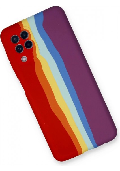 Samsung Galaxy A22 Kılıf Ebruli Lansman Silikon - Kırmızı-Mor fiyatları