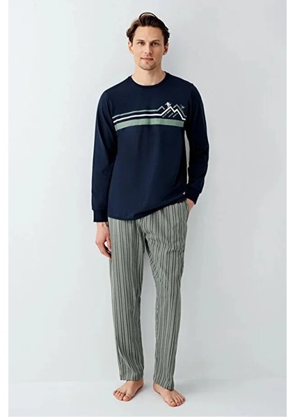 Uzun Kol Çizgili Erkek Pijama Takım 3648