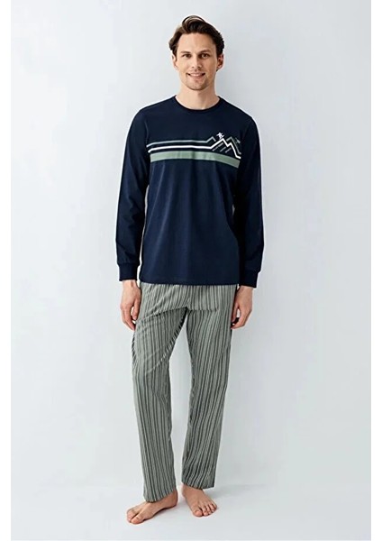 Uzun Kol Çizgili Erkek Pijama Takım 3648 fırsatları