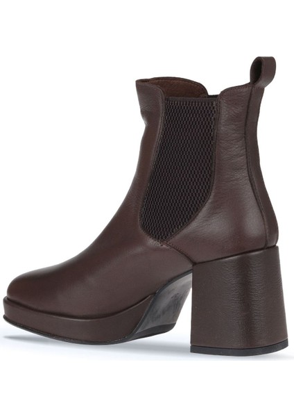 Kahverengi Deri Kadın Topuklu Bot 01WV8100 01WV8100 fırsatları
