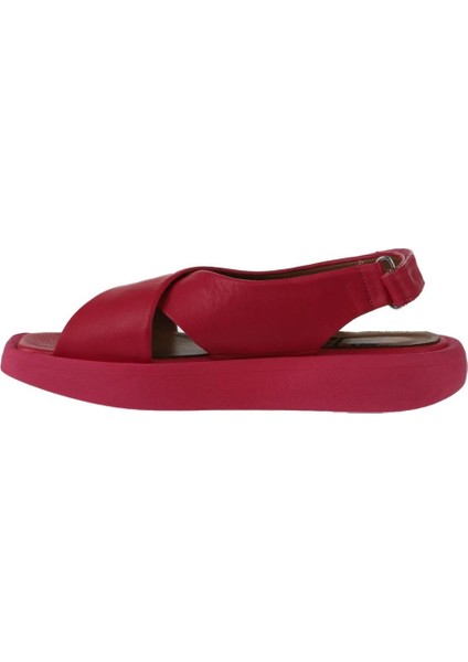 Fuşya Deri Kadın Düz Sandalet 01WY1012 01WY1012 fırsatları
