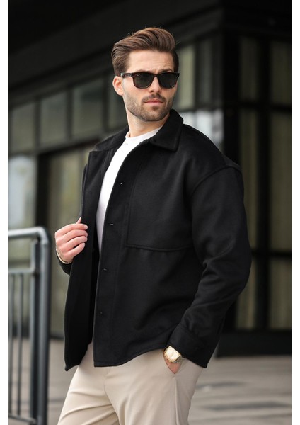 Siyah Kaşe Gömlek Ceket E6765