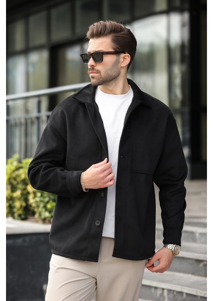 Siyah Kaşe Gömlek Ceket E6765 fırsatları