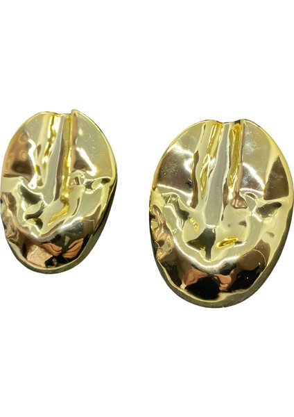 Hafif Çelik Gold Renk Dalgalı Yuvarlak Model Modern Hafifliği Sizi Şaşırtacak Çelik Küpe KP2587