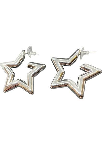 Hafif Çelik Gümüş Renk Yıldız Model Modern Hafifliği Sizi Şaşırtacak Çelik Küpe KP2588