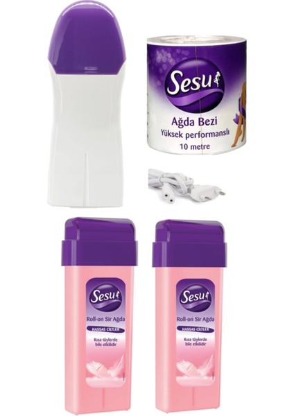 Hassas Ciltler Için Pudralı Roll-On Kartuş ve Ağda Bezi Seti, 2 Adet