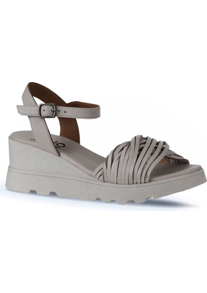 Gri Deri Kadın Dolgu Topuklu Sandalet 01WY8609 01WY8609 modelleri