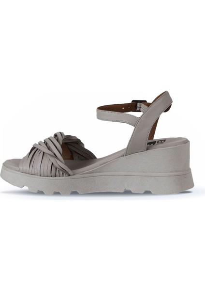 Gri Deri Kadın Dolgu Topuklu Sandalet 01WY8609 01WY8609 fırsatları