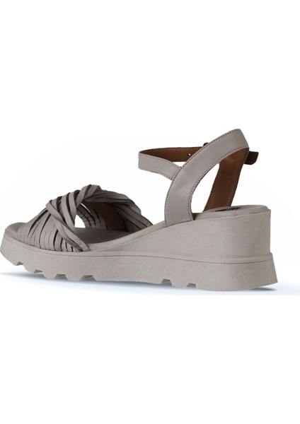 Gri Deri Kadın Dolgu Topuklu Sandalet 01WY8609 01WY8609 indirimleri
