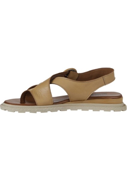 Bej Deri Kadın Parmak Arası Sandalet 01WY5408 01WY5408 fırsatları