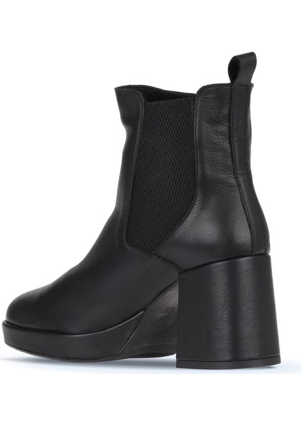 Siyah Deri Kadın Topuklu Bot 01WV8100 01WV8100 fırsatları