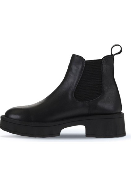 Siyah Deri Kadın Dolgu Topuklu Bot 01WV9002 01WV9002 fırsatları