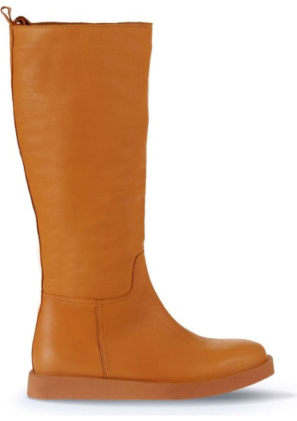 Turuncu Deri Kadın Düz Çizme 01WV9705 01WV9705