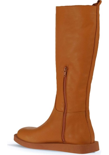 Turuncu Deri Kadın Düz Çizme 01WV9705 01WV9705 fırsatları