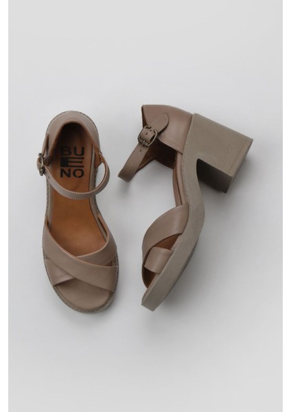 Gri Deri Kadın Topuklu Sandalet 01WY12501 01WY12501