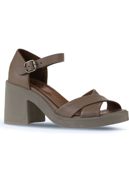 Gri Deri Kadın Topuklu Sandalet 01WY12501 01WY12501 modelleri
