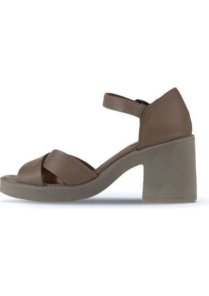 Gri Deri Kadın Topuklu Sandalet 01WY12501 01WY12501 fırsatları