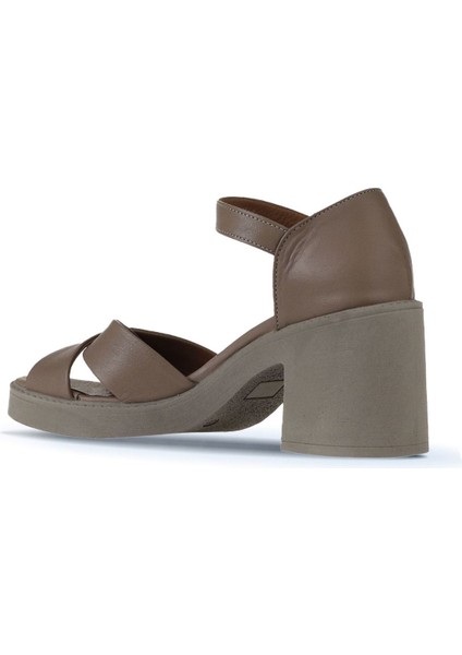 Gri Deri Kadın Topuklu Sandalet 01WY12501 01WY12501 indirimleri
