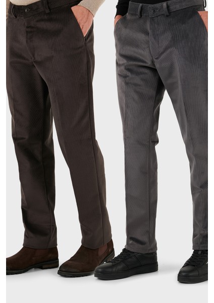 Normal Bel Regular Fit Düz Paça 2'li Paket Kadife Pantolon Erkek Kadife Pantolon 645MERLINS2