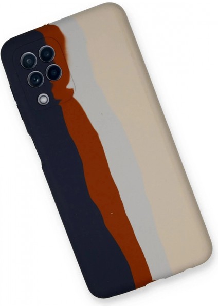 Samsung Galaxy A22 Kılıf Ebruli Lansman Silikon - Lacivert-Krem fiyatları