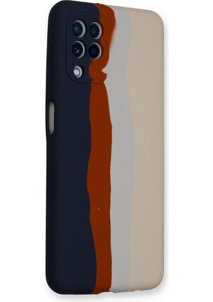 Samsung Galaxy A22 Kılıf Ebruli Lansman Silikon - Lacivert-Krem modelleri