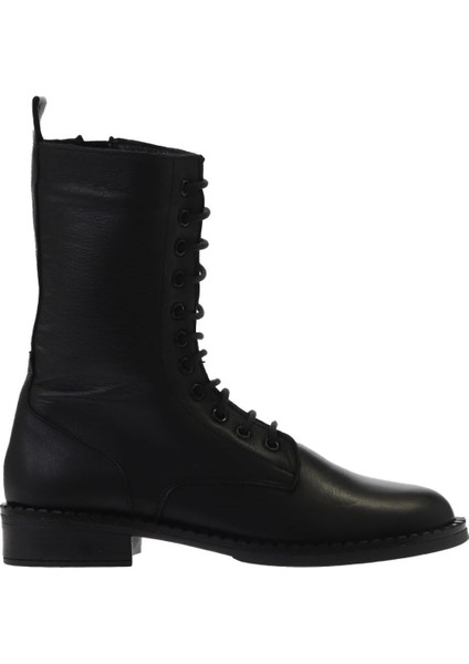 Siyah Deri Kadın Düz Bot 01WV6007 01WV6007