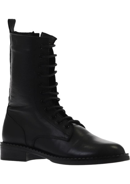 Siyah Deri Kadın Düz Bot 01WV6007 01WV6007 fiyatları