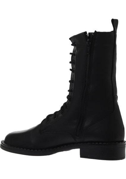 Siyah Deri Kadın Düz Bot 01WV6007 01WV6007 fırsatları