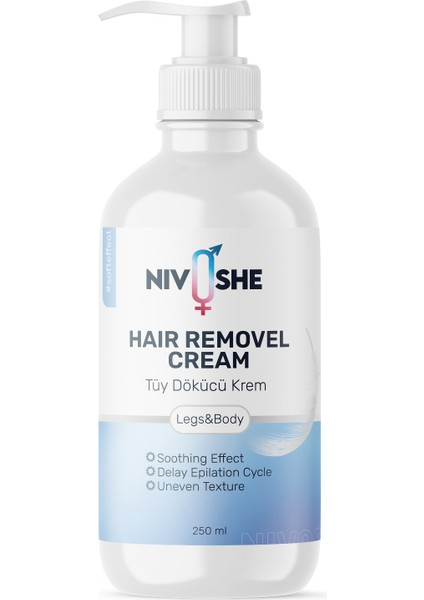 250ML Tüy Dökücü Krem, Tüm Vücut, Nemlendirici, Hızlı ve Etkili Çözüm