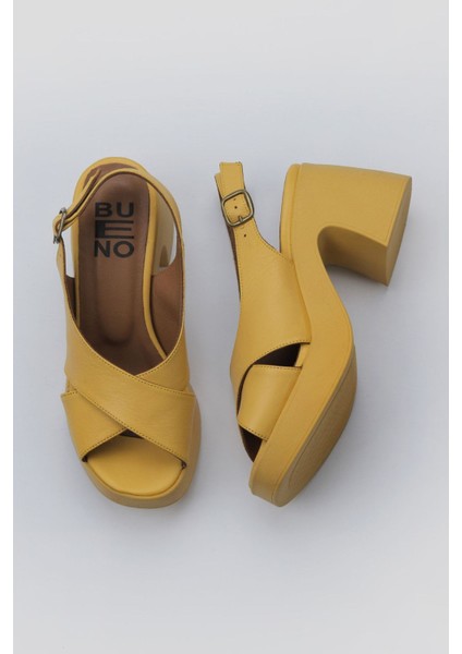 Sarı Deri Kadın Topuklu Sandalet 01WY12202 01WY12202