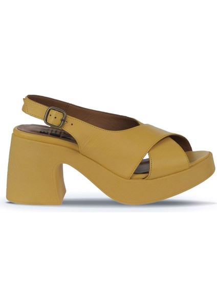 Sarı Deri Kadın Topuklu Sandalet 01WY12202 01WY12202 fiyatları