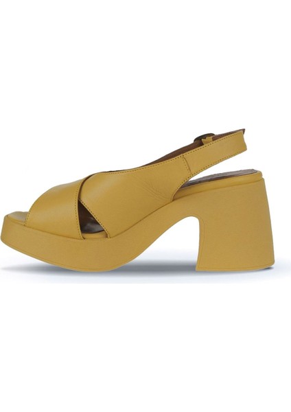 Sarı Deri Kadın Topuklu Sandalet 01WY12202 01WY12202 fırsatları