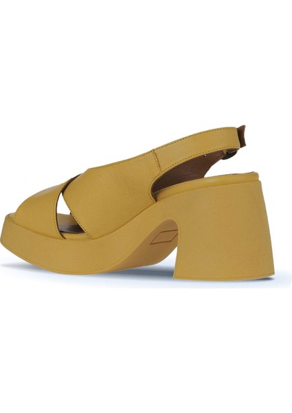 Sarı Deri Kadın Topuklu Sandalet 01WY12202 01WY12202 indirimleri