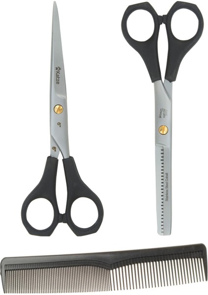 6" Makas Seti, Düz ve Ara Makas, Kuaför, Saç, Sakal, Bıyık Kesim Için Ideal