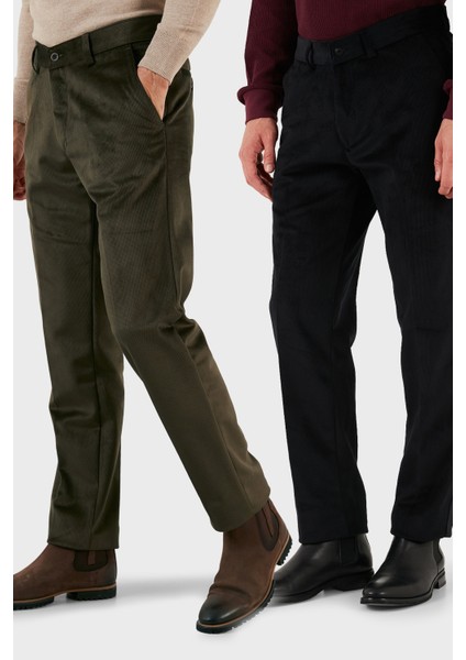 Normal Bel Regular Fit Düz Paça 2'li Paket Kadife Pantolon Erkek Kadife Pantolon 645MERLINS2