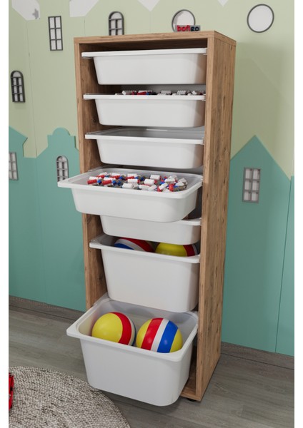 7 Sepetli Dolap Çok Amaçlı Dolap Oyuncak Dolabı Pera Çam fiyatları