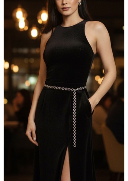 Pınkmark Kadın Gümüş Yuvarlak Desenli Zirkon Taşlı Ayarlanabilir Zincir Kemer PMKM25762 fırsatları