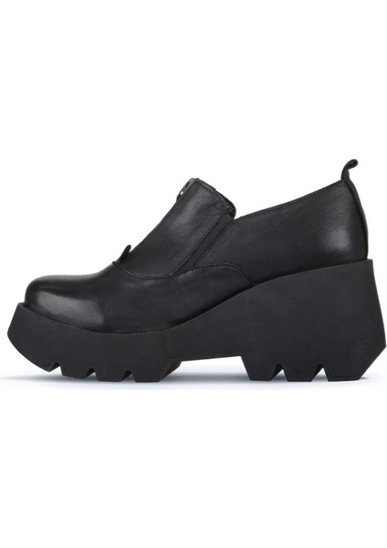Siyah Deri Kadın Dolgu Topuklu Ayakkabı 01WZ8401 01WZ8401 modelleri