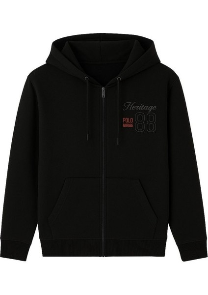 Erkek Tam Fermuarlı Kapşonlu Şardonlu Sweatshirt