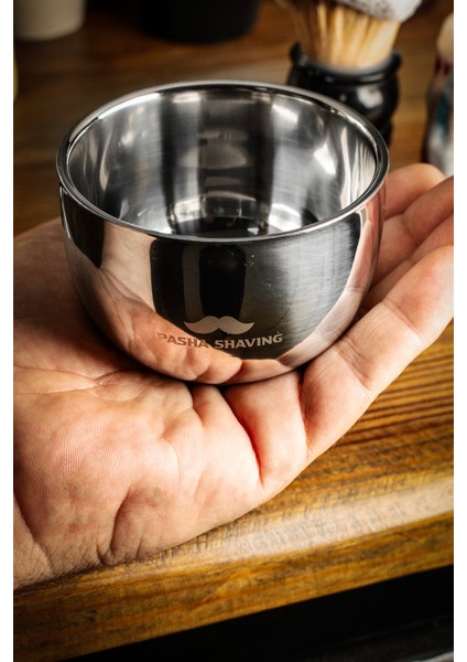 Çift Katmanlı Çelik Tıraş Kasesi, Seyahat Boy, 8X6CM, Şık ve Pratik Tasarım