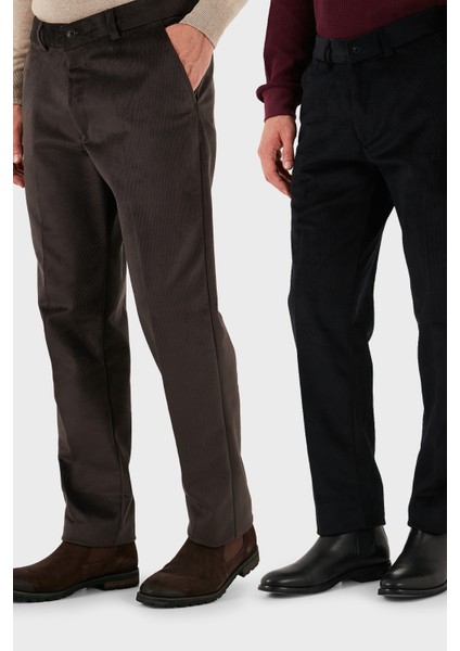 Normal Bel Regular Fit Düz Paça 2'li Paket Kadife Pantolon Erkek Kadife Pantolon 645MERLINS2