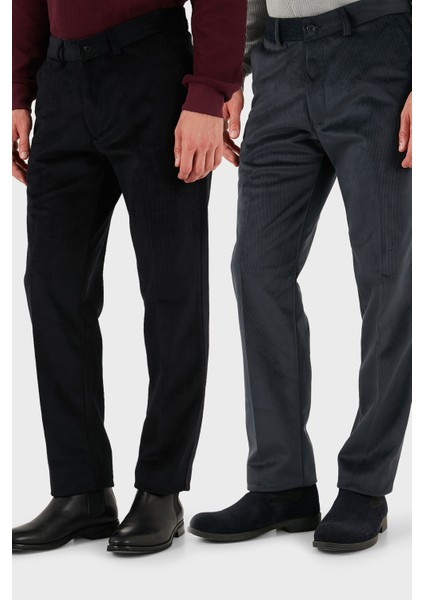 Normal Bel Regular Fit Düz Paça 2'li Paket Kadife Pantolon Erkek Kadife Pantolon 645MERLINS2