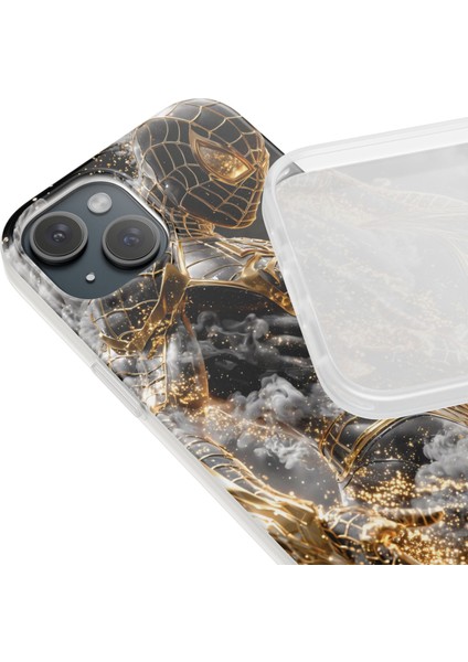 iPhone 11 Uyumlu Telefon Kılıfı – Şeffaf Desenli Kapak | Spider-Man Siyah Altın Kostüm Tasarım indirimleri