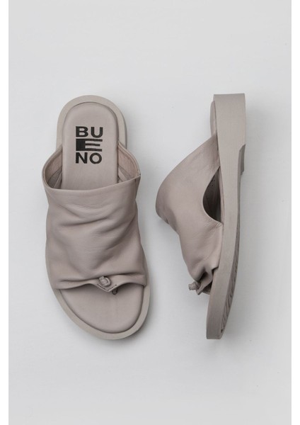 Gri Deri Kadın Düz Terlik 01WY2910 01WY2910