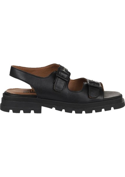 Siyah Khv Deri Kadın Düz Sandalet 01WY5505 01WY5505 fiyatları