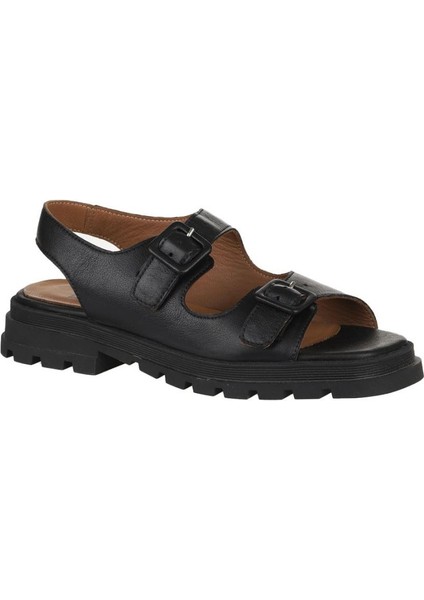 Siyah Khv Deri Kadın Düz Sandalet 01WY5505 01WY5505 modelleri